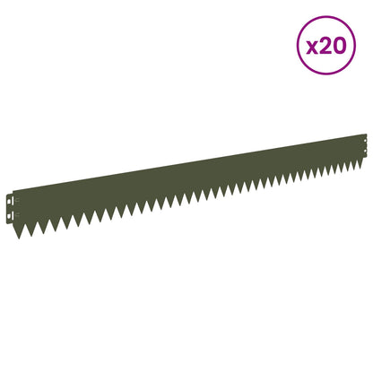 Lawn Edging 20 pcs 103 x 10 cm Steel Olive Green
