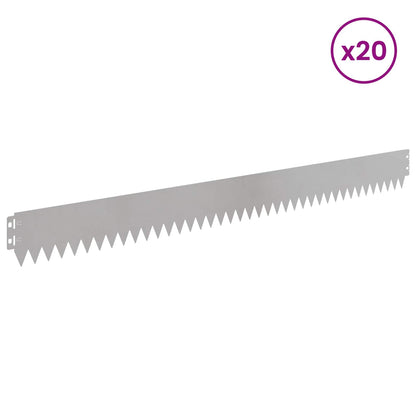 Lawn Edging 20 pcs 103 x 10 cm Steel Silver
