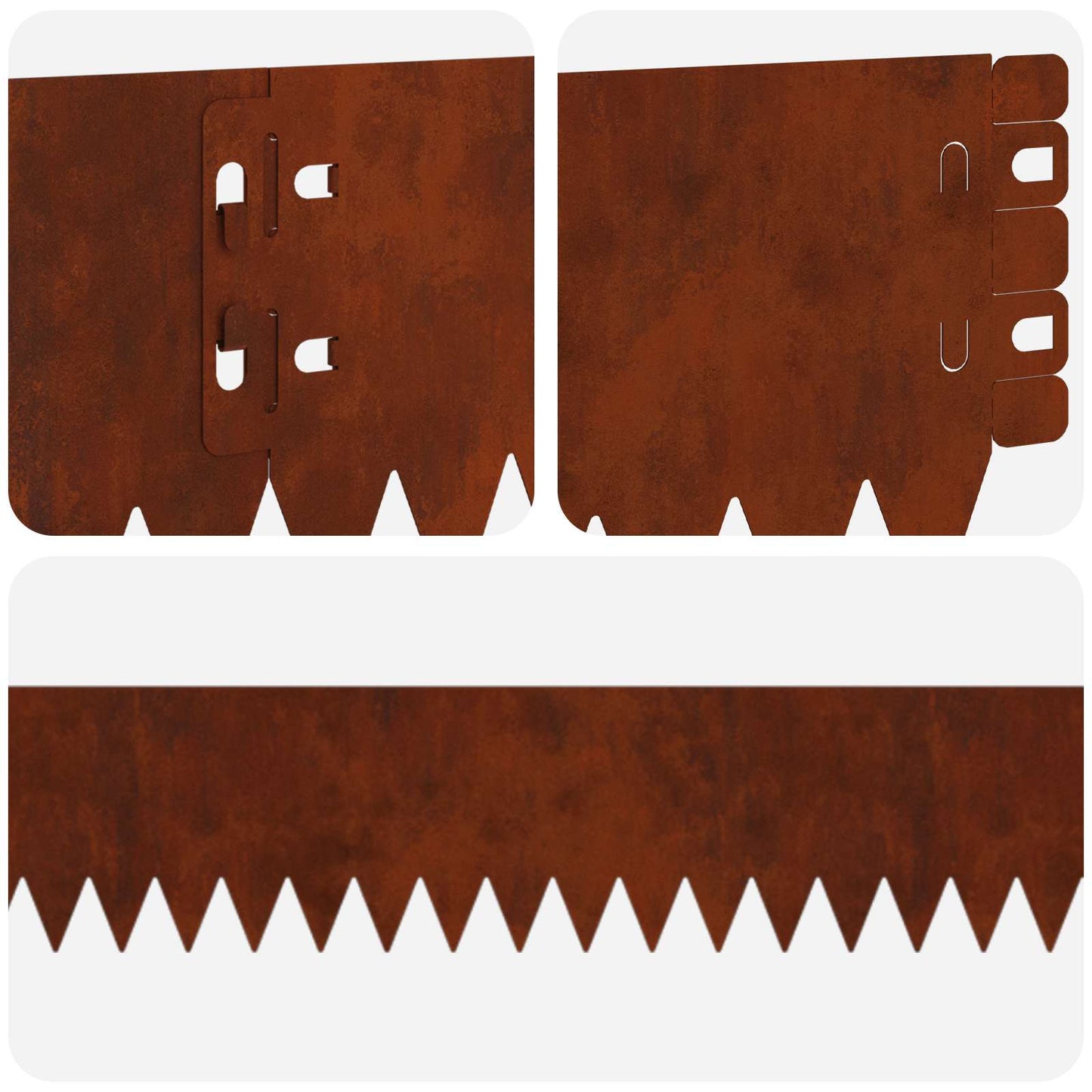 Lawn Edging 20 pcs 103 x 10 cm Steel Rusty