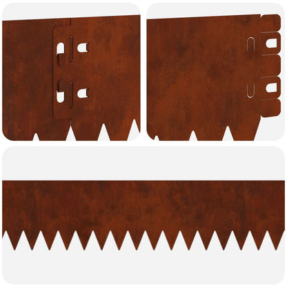 Lawn Edging 50 pcs 103 x 10 cm Steel Rusty