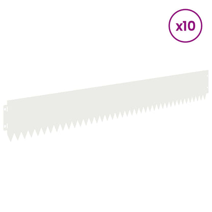 Lawn Edging 10 pcs 103 x 15 cm Steel White
