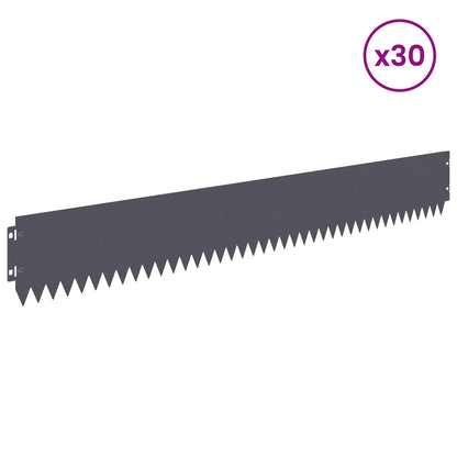 Lawn Edging 30 pcs 103 x 15 cm Steel Anthracite