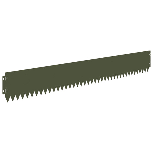 Lawn Edging 10 pcs 103 x 15 cm Steel Olive Green