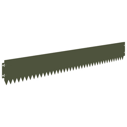 Lawn Edging 20 pcs 103 x 15 cm Steel Olive Green