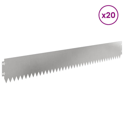 Lawn Edging 20 pcs 103 x 15 cm Steel Silver