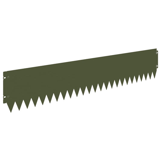 Lawn Edging 30 pcs 103 x 20 cm Steel Olive Green