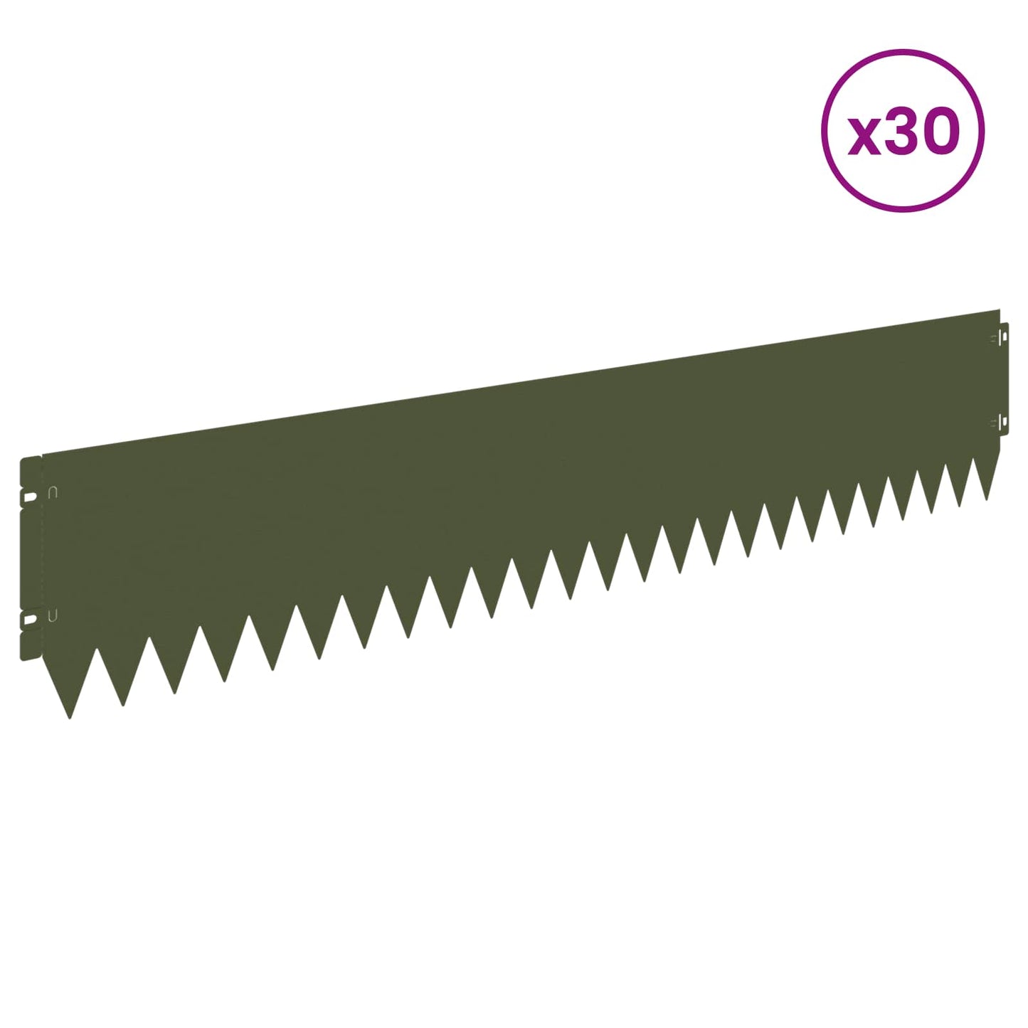 Lawn Edging 30 pcs 103 x 20 cm Steel Olive Green