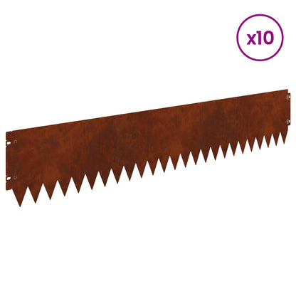 Lawn Edging 10 pcs 103 x 20 cm Steel Rusty