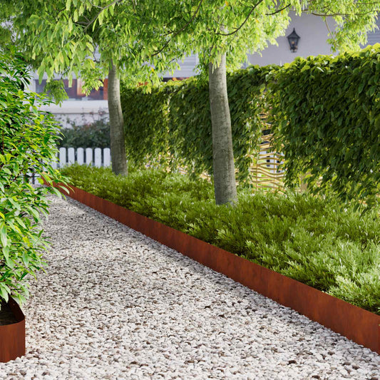 Lawn Edging 30 pcs 103 x 20 cm Weathering Steel Rusty