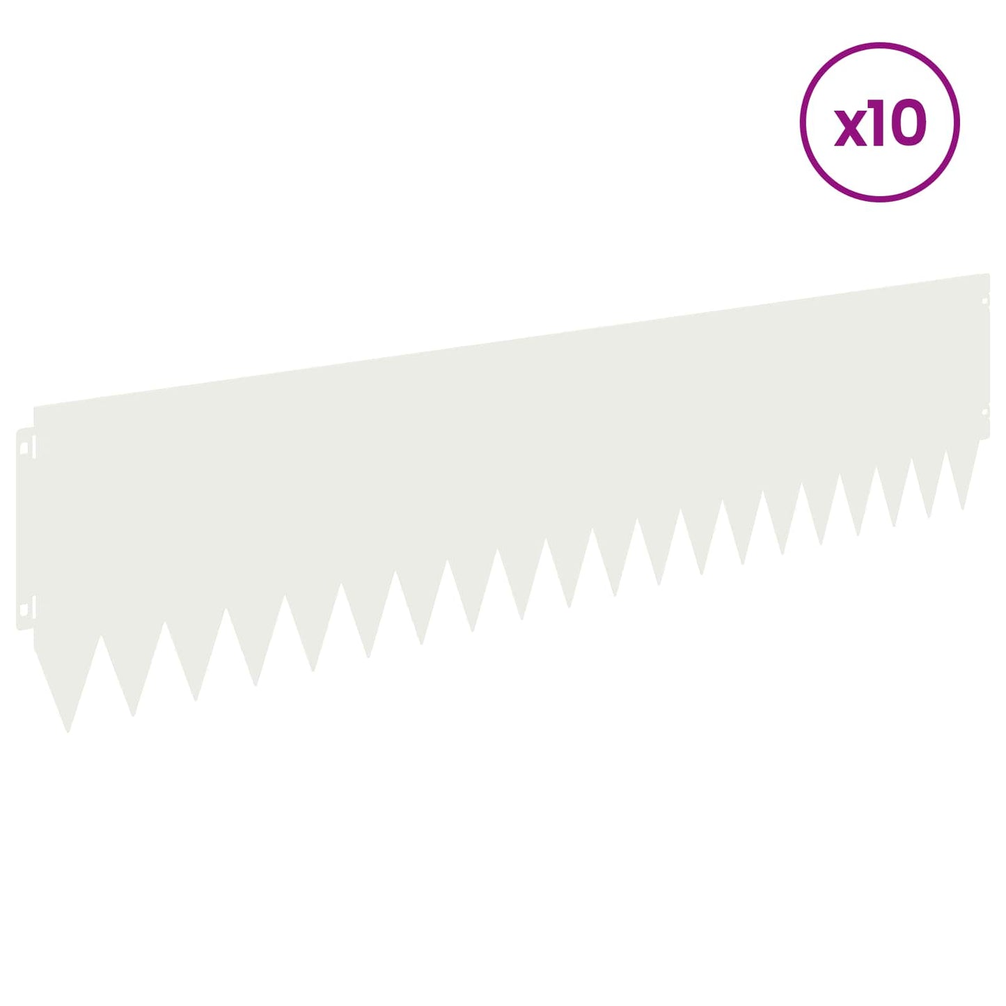 Lawn Edging 10 pcs 103 x 25 cm Steel White