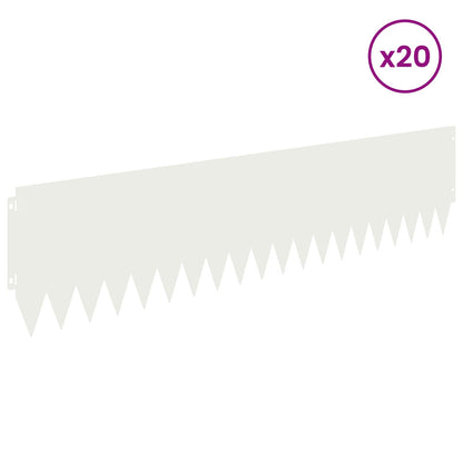 Lawn Edging 20 pcs 103 x 25 cm Steel White