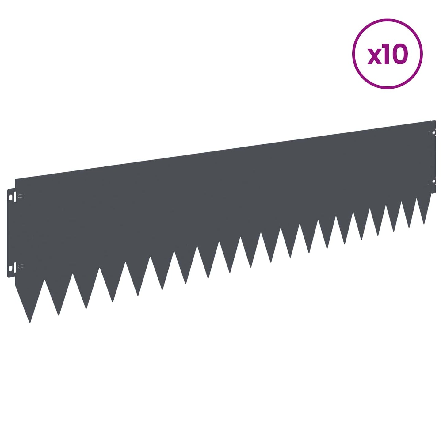 Lawn Edging 10 pcs 103 x 25 cm Steel Anthracite