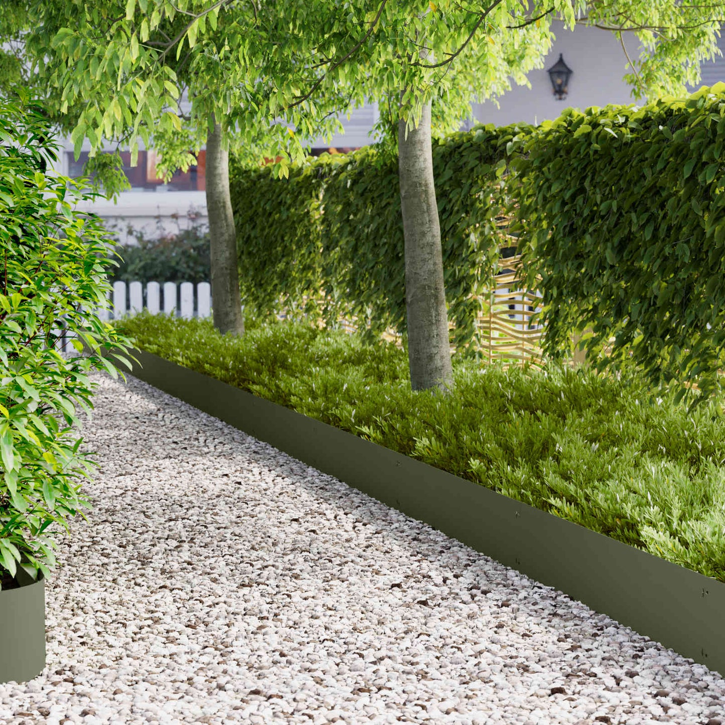 Lawn Edging 10 pcs 103 x 25 cm Steel Olive Green