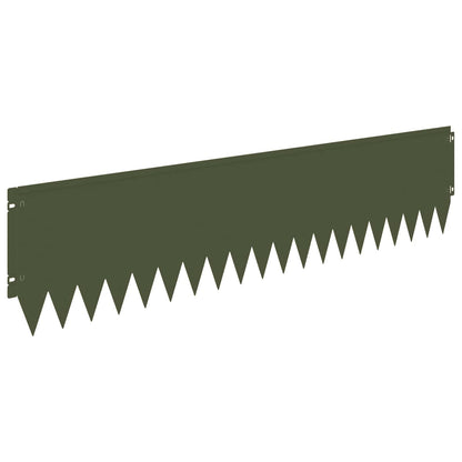 Lawn Edging 20 pcs 103 x 25 cm Steel Olive Green