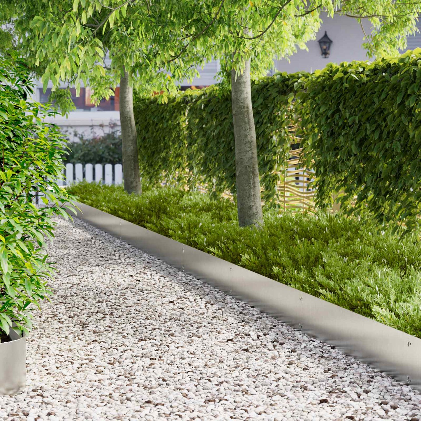 Lawn Edging 20 pcs 103 x 25 cm Steel Silver