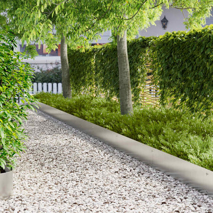 Lawn Edging 20 pcs 103 x 25 cm Steel Silver