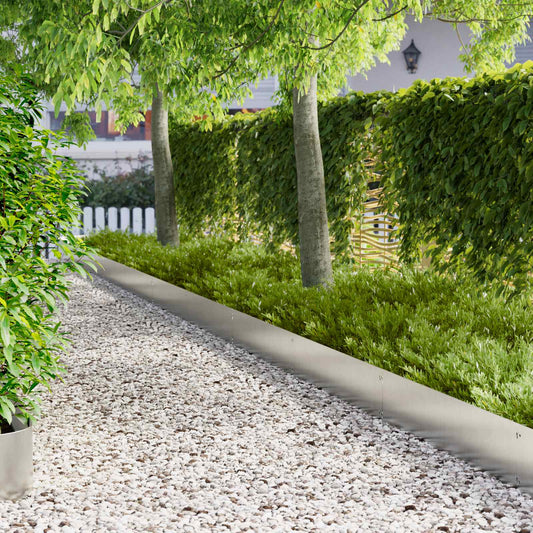 Lawn Edging 20 pcs 103 x 25 cm Steel Silver