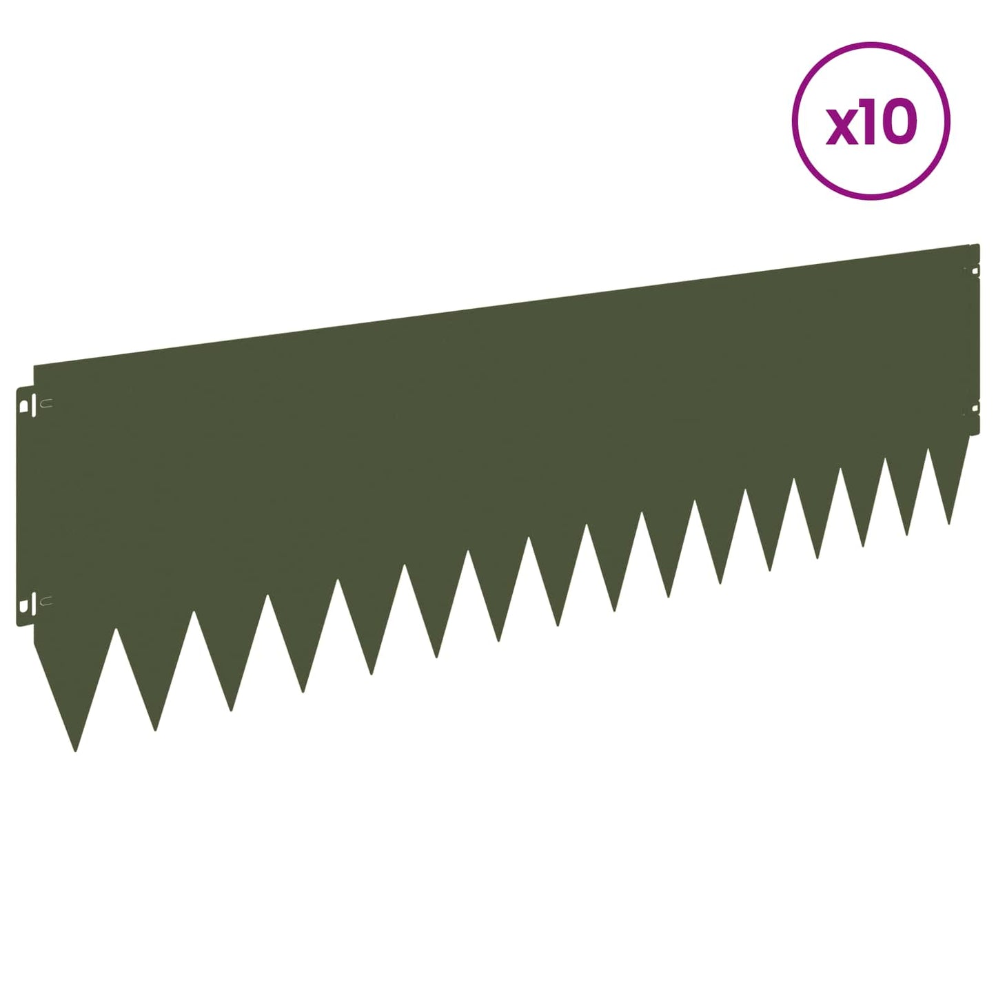 Lawn Edging 10 pcs 103 x 30 cm Steel Olive Green