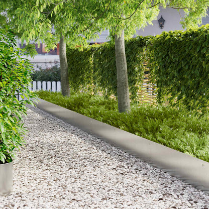 Lawn Edging 10 pcs 103 x 30 cm Steel Silver