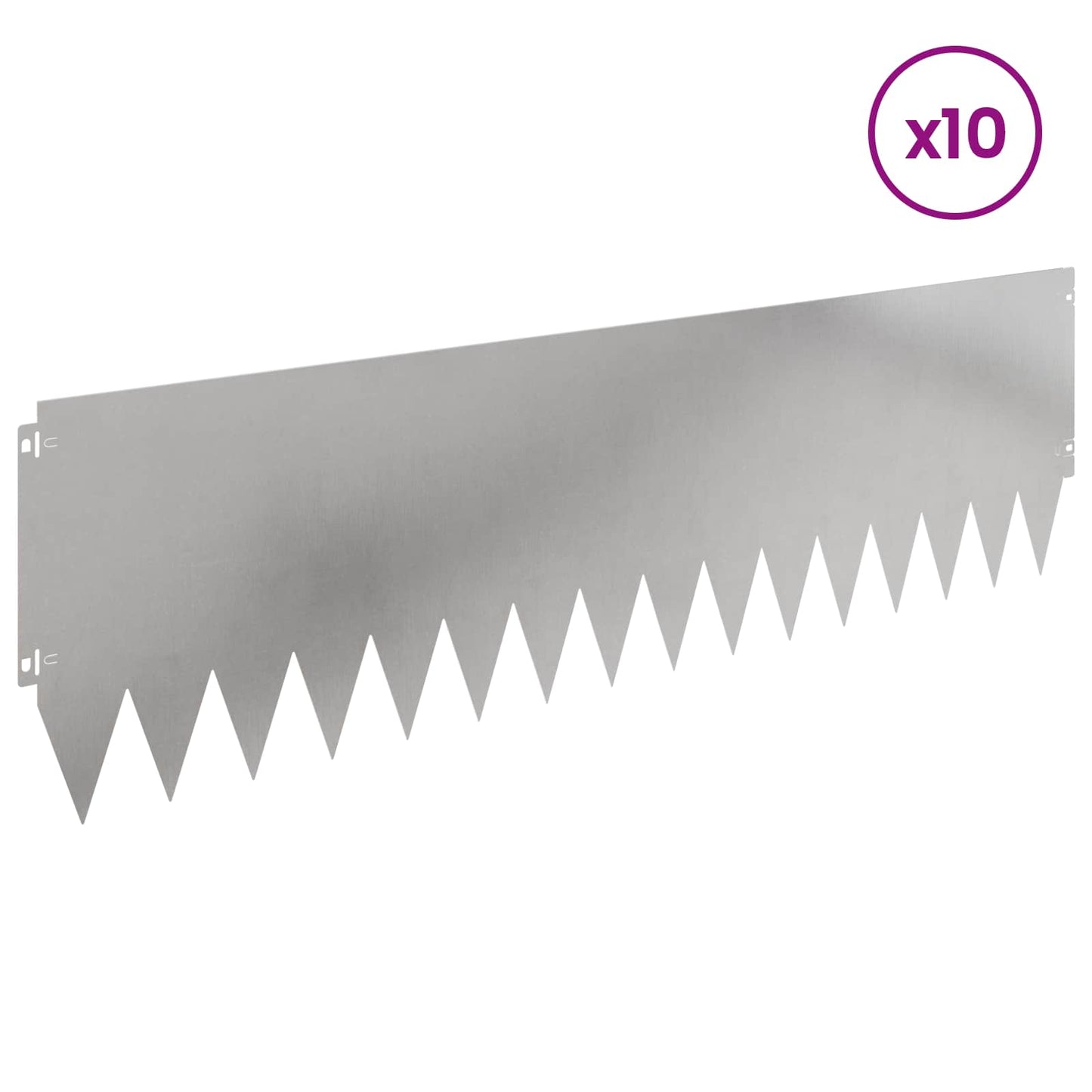Lawn Edging 10 pcs 103 x 30 cm Steel Silver