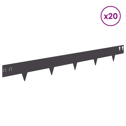 Lawn Edging 20 pcs 100 x 12 cm Steel Black