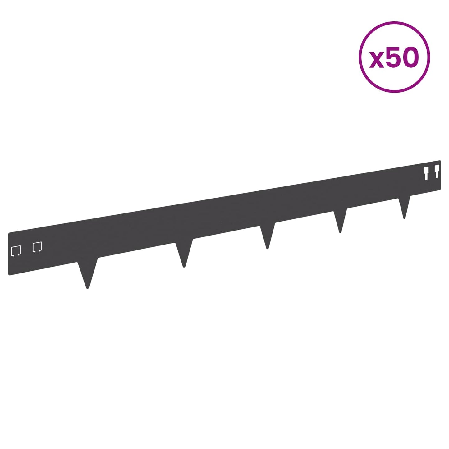 Lawn Edging 50 pcs 100 x 12 cm Steel Black