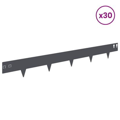 Lawn Edging 30 pcs 100 x 12 cm Steel Anthracite