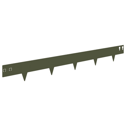Lawn Edging 10 pcs 100 x 12 cm Steel Olive Green