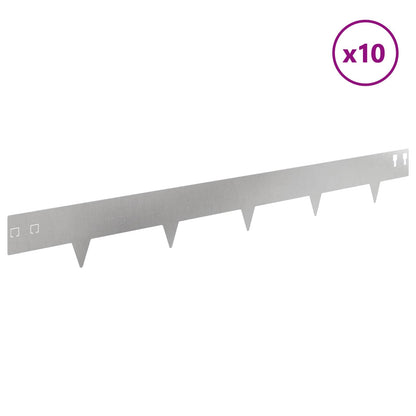 Lawn Edging 10 pcs 100 x 12 cm Steel Silver