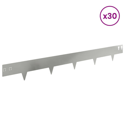 Lawn Edging 30 pcs 100 x 12 cm Steel Silver