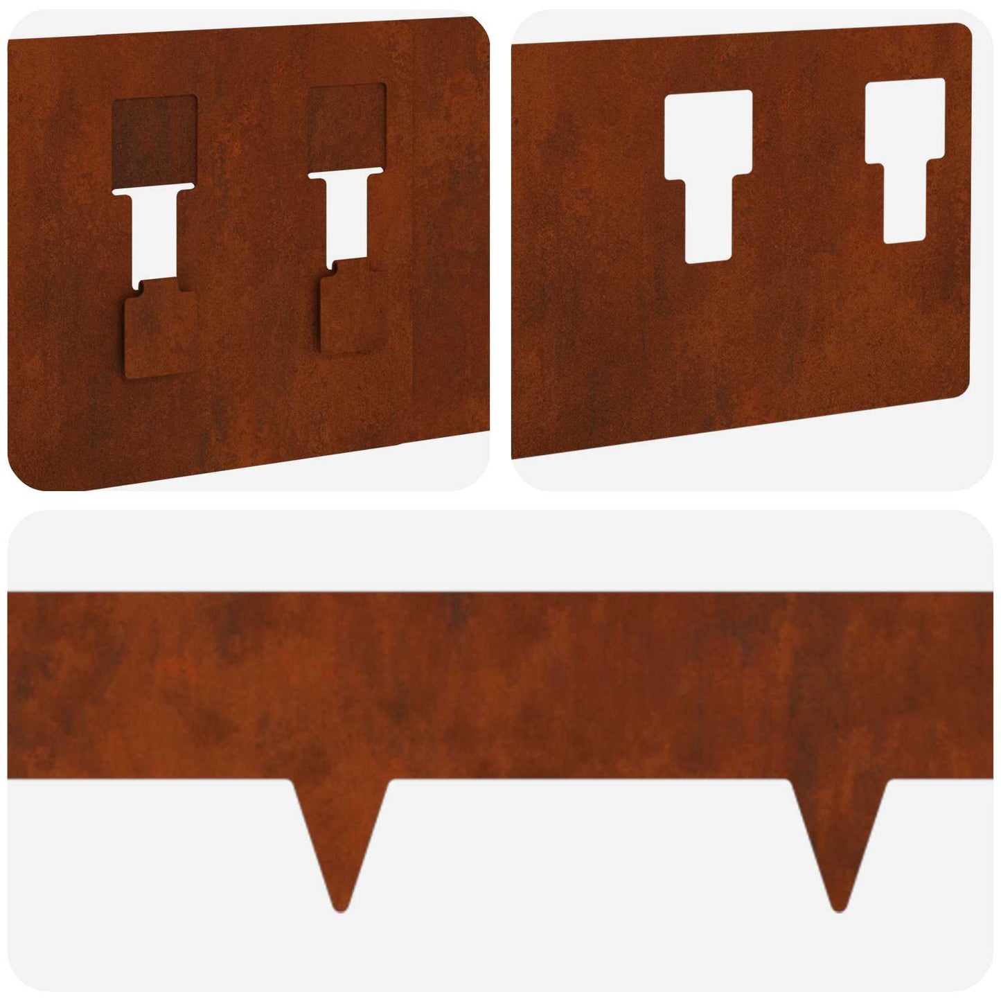 Lawn Edging 10 pcs 100 x 12 cm Steel Rusty