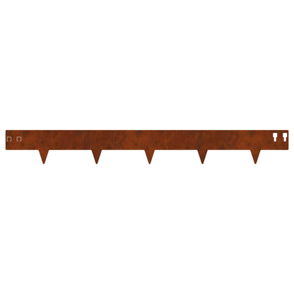 Lawn Edging 50 pcs 100 x 12 cm Steel Rusty
