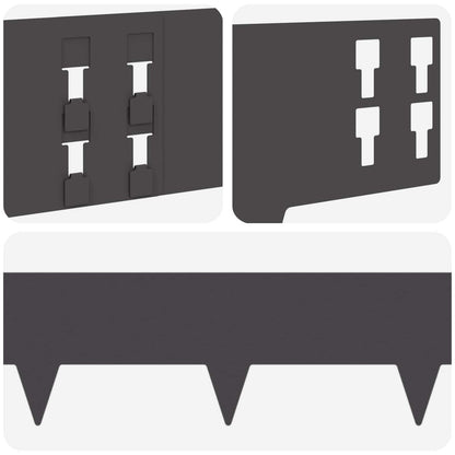 Lawn Edging 50 pcs 100 x 15 cm Steel Black