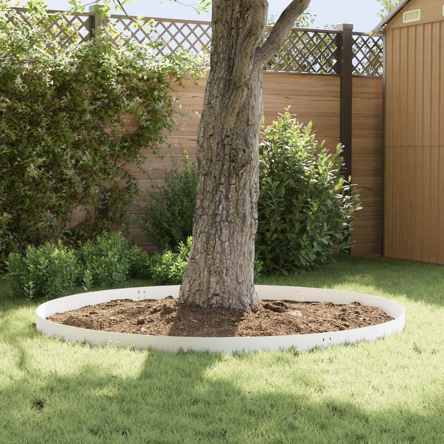 Lawn Edging 50 pcs 100 x 15 cm Steel White