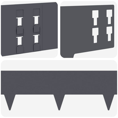 Lawn Edging 10 pcs 100 x 15 cm Steel Anthracite