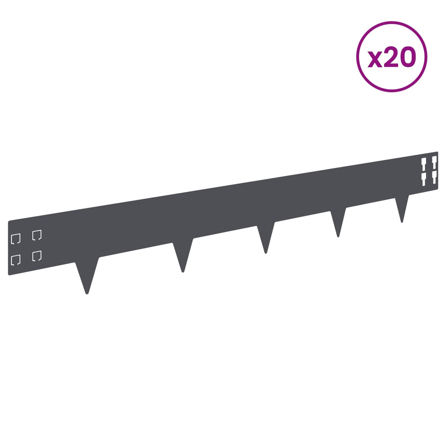 Lawn Edging 20 pcs 100 x 15 cm Steel Anthracite