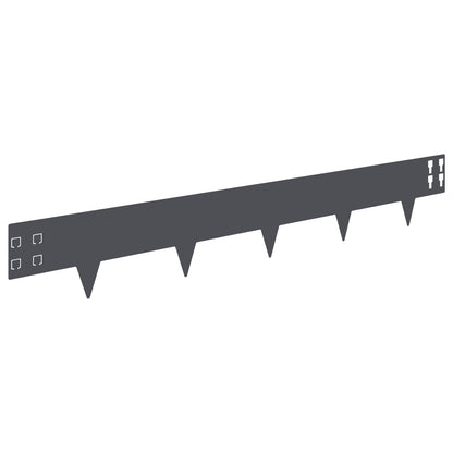 Lawn Edging 50 pcs 100 x 15 cm Steel Anthracite