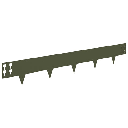 Lawn Edging 10 pcs 100 x 15 cm Steel Olive Green