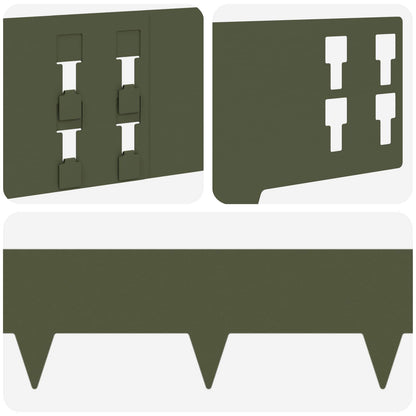 Lawn Edging 30 pcs 100 x 15 cm Steel Olive Green