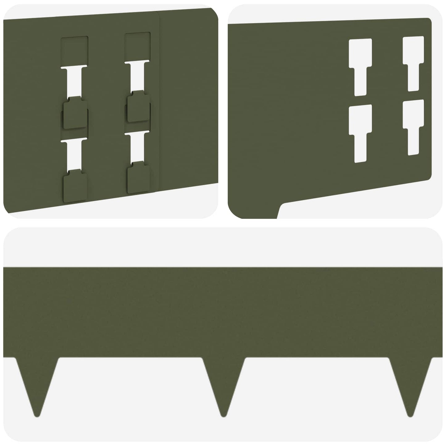 Lawn Edging 50 pcs 100 x 15 cm Steel Olive Green
