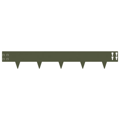 Lawn Edging 50 pcs 100 x 15 cm Steel Olive Green