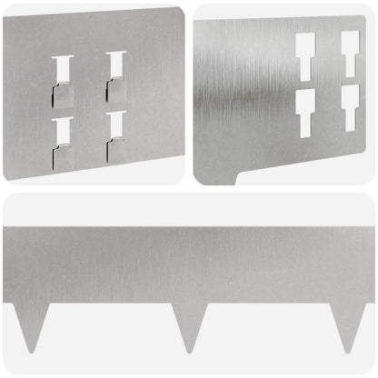 Lawn Edging 30 pcs 100 x 15 cm Steel Silver