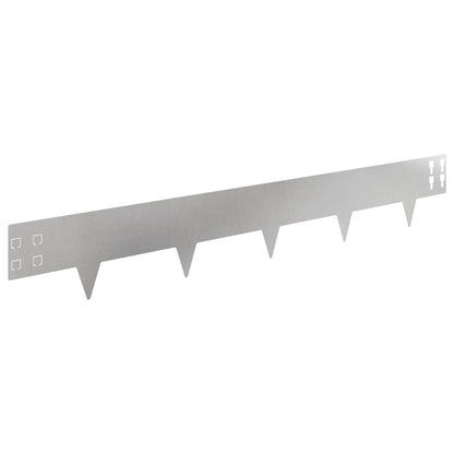 Lawn Edging 30 pcs 100 x 15 cm Steel Silver