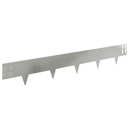 Lawn Edging 10 pcs 100 x 15 cm Steel Silver