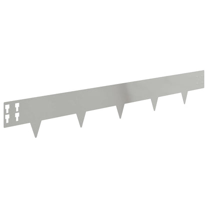 Lawn Edging 50 pcs 100 x 15 cm Steel Silver