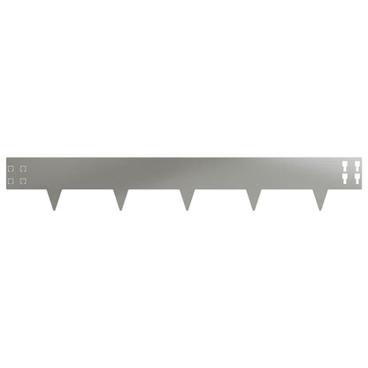 Lawn Edging 50 pcs 100 x 15 cm Steel Silver