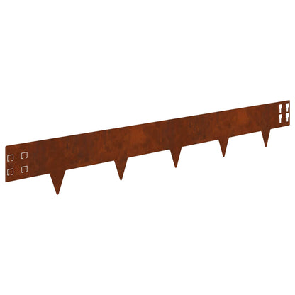 Lawn Edging 30 pcs 100 x 15 cm Steel Rusty