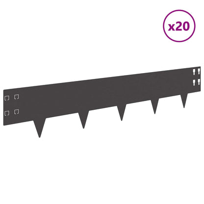 Lawn Edging 20 pcs 100 x 20 cm Steel Black