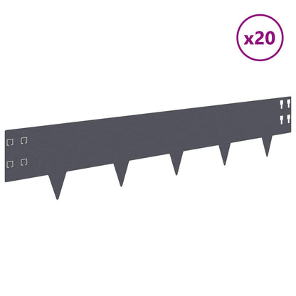 Lawn Edging 20 pcs 100 x 20 cm Steel Anthracite