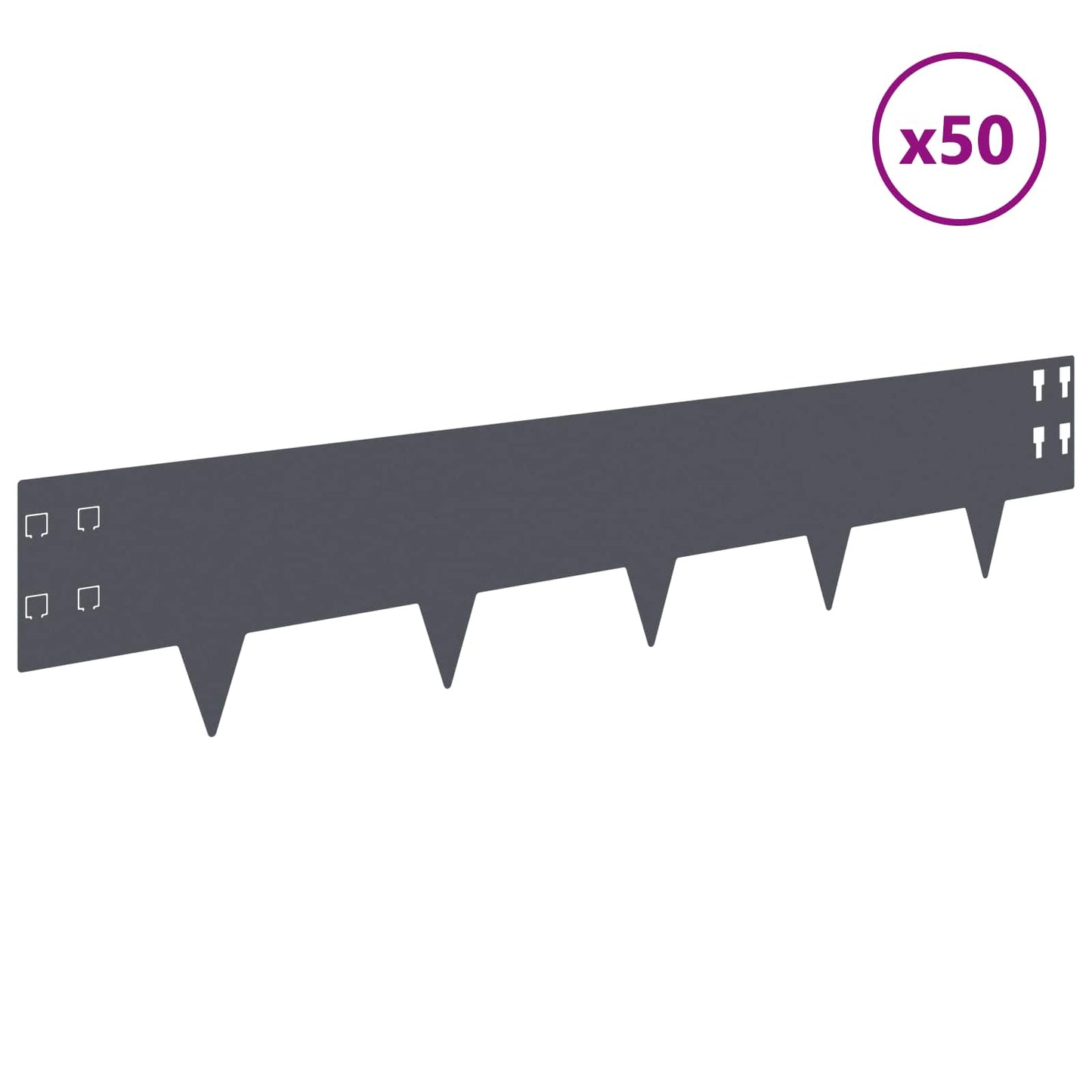 Lawn Edging 50 pcs 100 x 20 cm Steel Anthracite